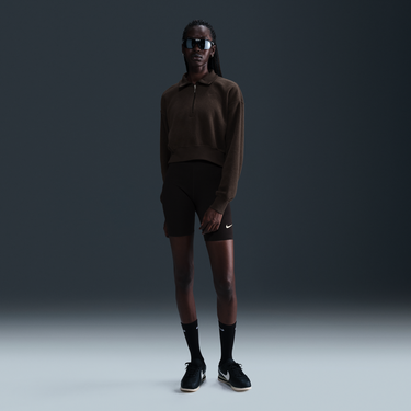 Пуловер Nike Sportswear Phoenix Plush Fleece Quarter-Zip Top Кафяво | HQ7637-220, 1