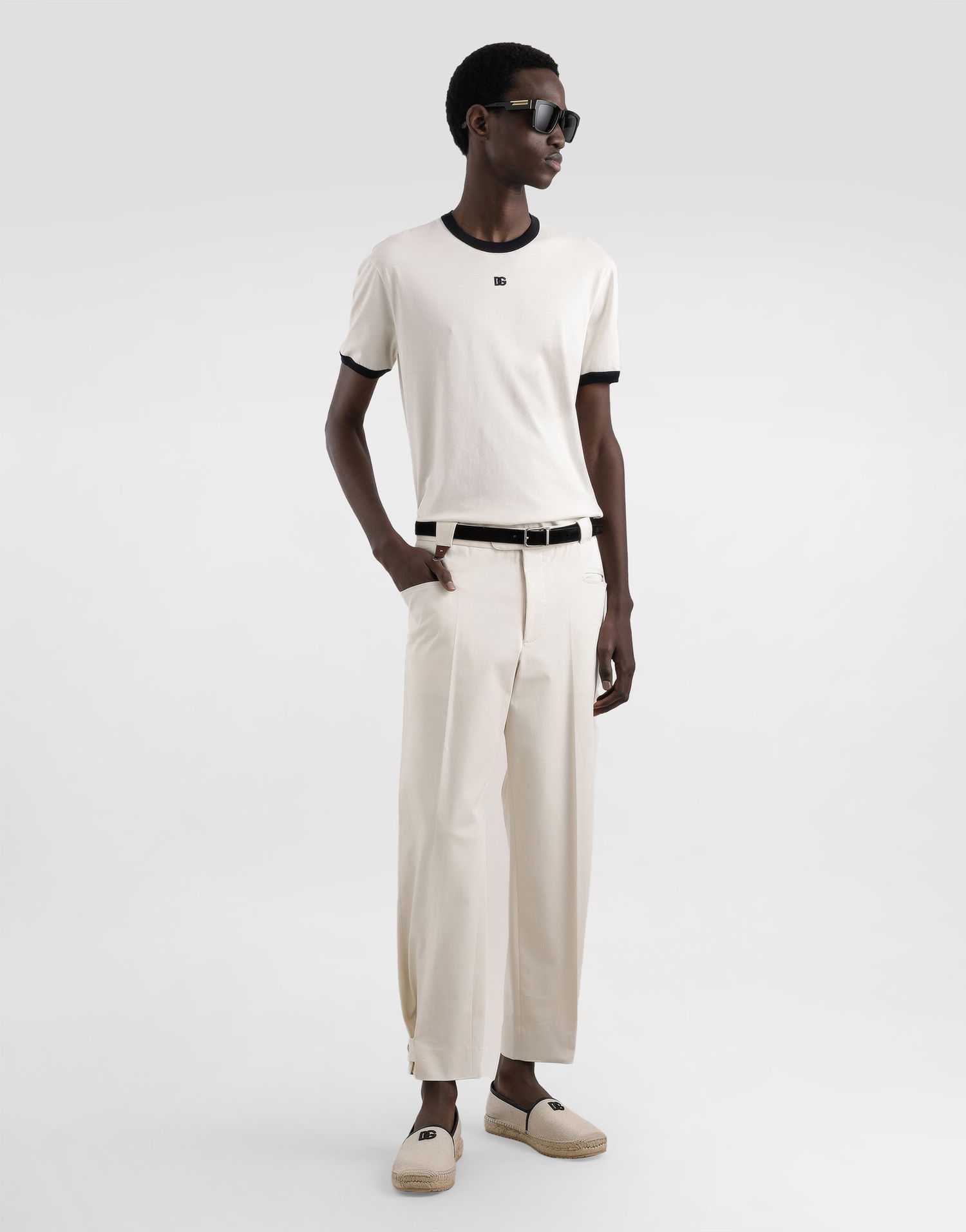 Панталони Dolce & Gabbana Dolce & Gabbana Gabardine Cropped Trousers 46 Бяло | GP13ZTFUFL3W0802, 1