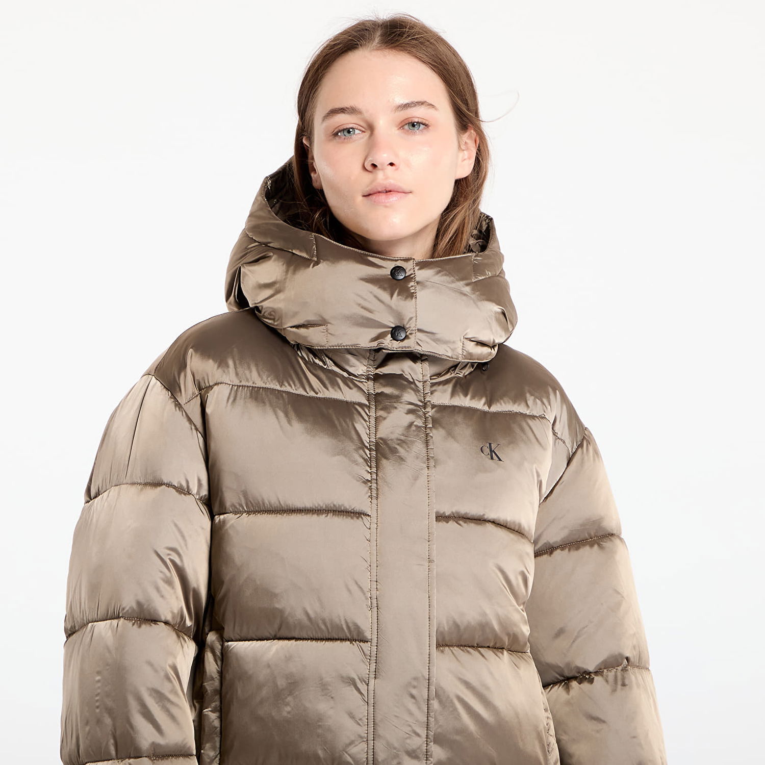 Пухо яке CALVIN KLEIN Shiny Satin Puffer Jacket Brindle Бежово | J20J224616 PAV, 1