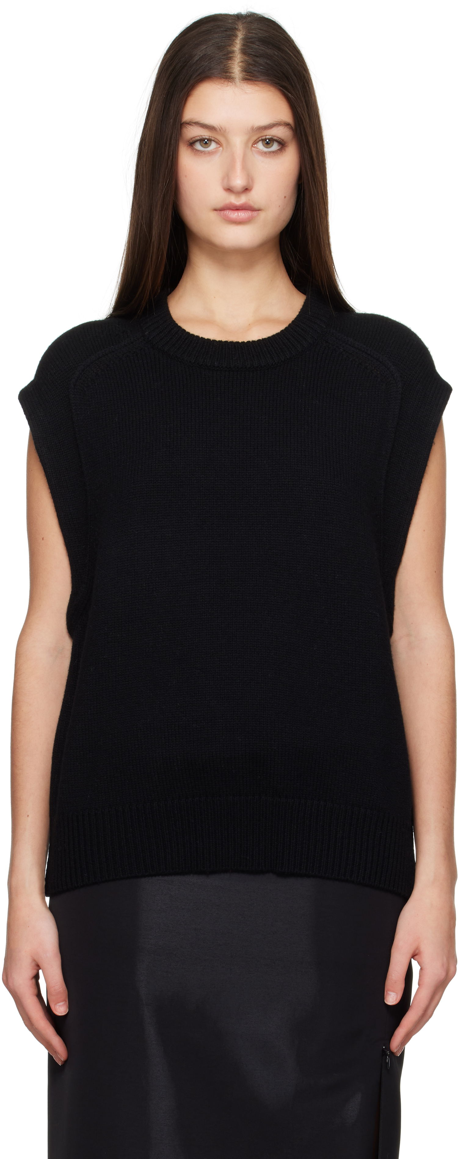 Пуловер Loulou de Saison Loulou de Saison Mari Sleeveless Knit Top Черно | MARI, 0