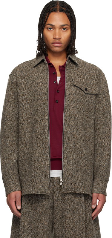 Риза Dries Van Noten Dries Van Noten Tweed Zipped Overshirt Кафяво | 252-020786-2261, 0