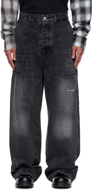 Дънки We11done Carpenter Wide-Leg Distressed Paint Splatter Jeans Черно | WD-DP2-25-340-M-BK, 0