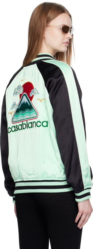 Яке бомбър Casablanca Casablanca Embroidered Satin Bomber Jacket Зелено | WPF25-JK-373-01, 2