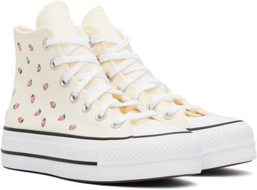 Кецове и обувки Converse Chuck Taylor All Star Lift Platform Embroidered Strawberries Бежово | A14934C, 2