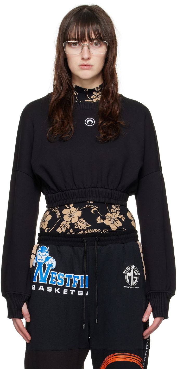 Суитчър Marine Serre Cropped Sweatshirt Черно | WST012, 0