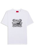 Cotton-jersey T-shirt with Ornate Deer Graphic
