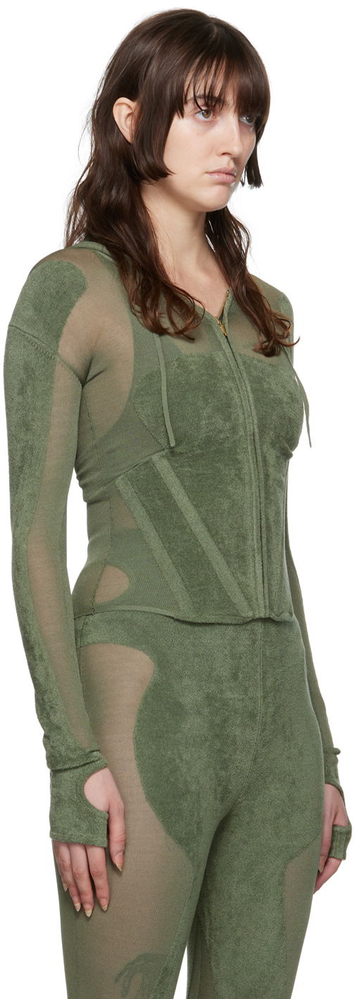 Суитчър Dion Lee Paneled Zip-Up Hoodie Зелено | C7075P22, 1