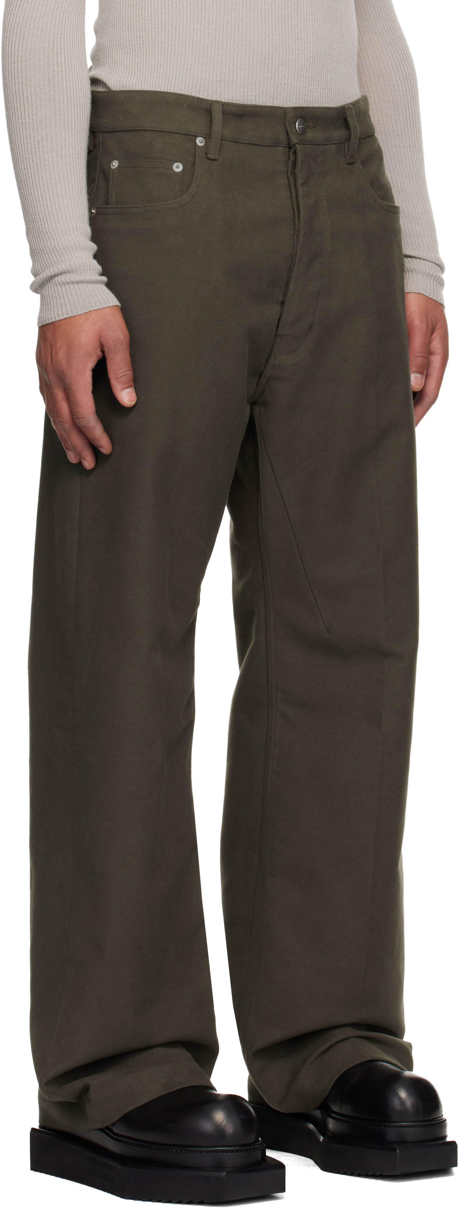 Дънки Rick Owens Concordians Geth Wide-Leg Twill Jeans Зелено | RU02E1333 TB, 1