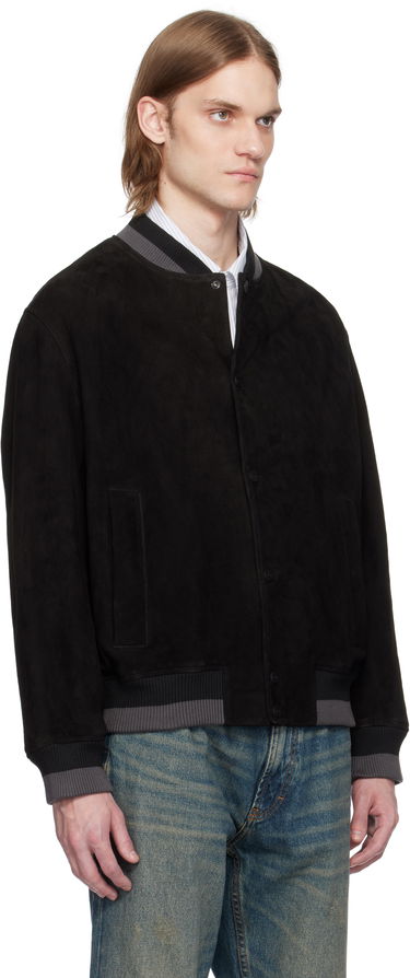 Яке бомбър BOSS HUGO Ribbed-Trim Suede Bomber Jacket Кафяво | 50534326, 4