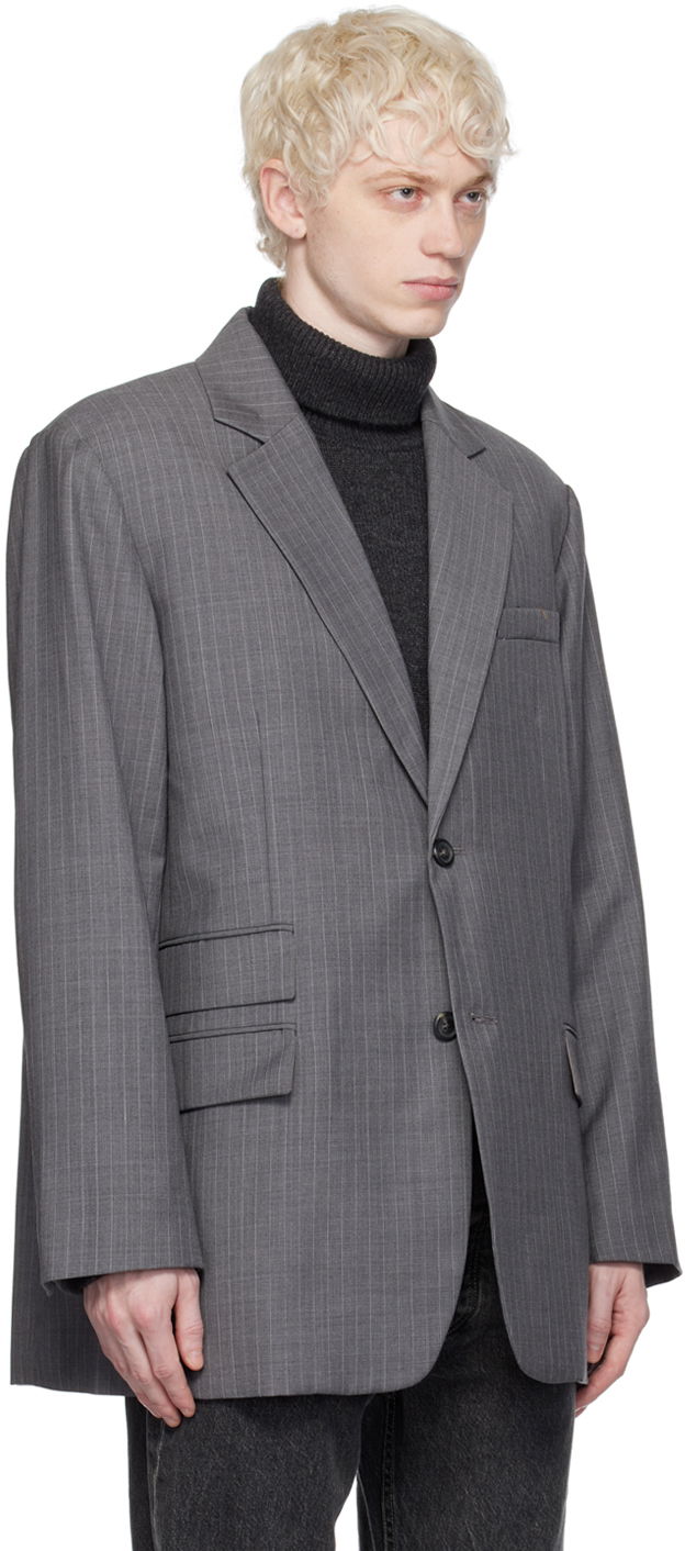 Яке Helmut Lang Oversized Pinstripe Blazer Сиво | N09HM104, 1