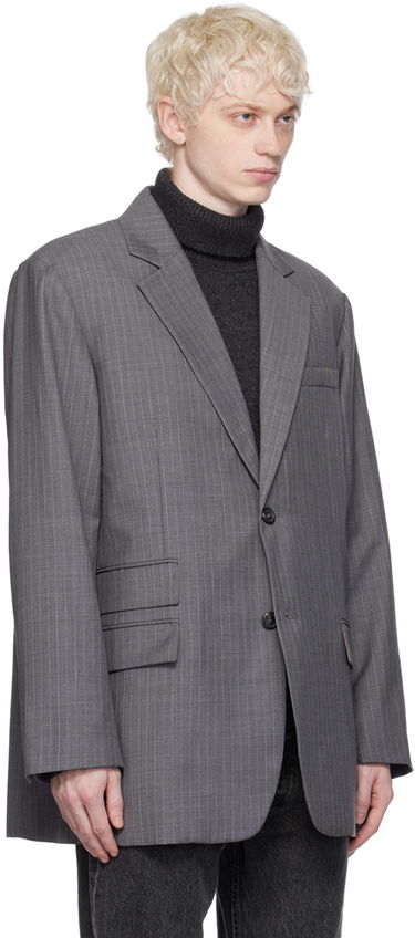 Яке Helmut Lang Oversized Pinstripe Blazer Сиво | N09HM104, 1
