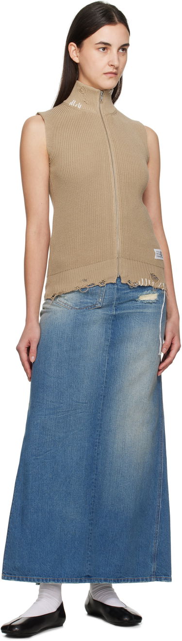 Пуловер Maison Margiela MM6 Maison Margiela Eaten Knit Zip-Up Vest Бежово | S52FB0095 M13089, 3