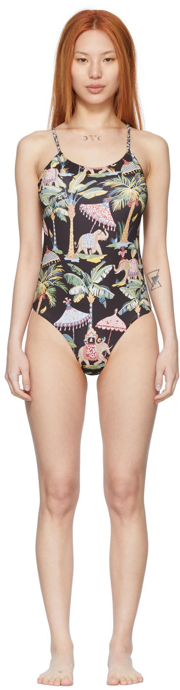 Бански Valentino Printed One-Piece Swimsuit Черно | XR0UH00A6GQ