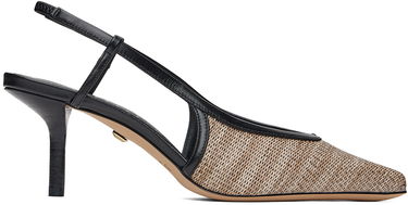 Кецове и обувки Max Mara Raffia-Effect Fabric Slingback Heels Бежово | 2414521312600, 0