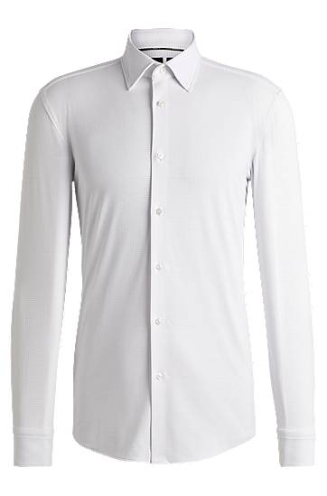 Риза BOSS Slim Fit Performance-Stretch Jersey Shirt Бяло | 50533400, 0