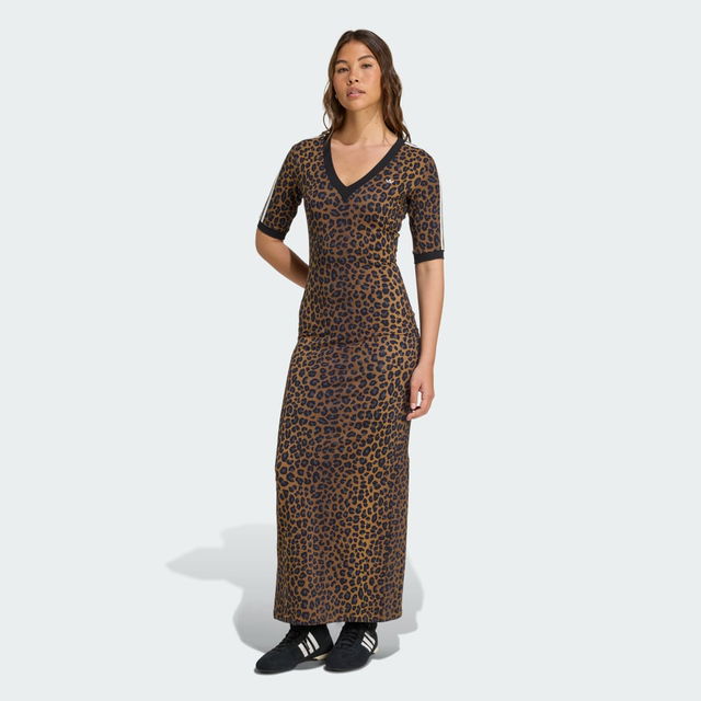 Leopard Print Maxi Dress with V-Neck