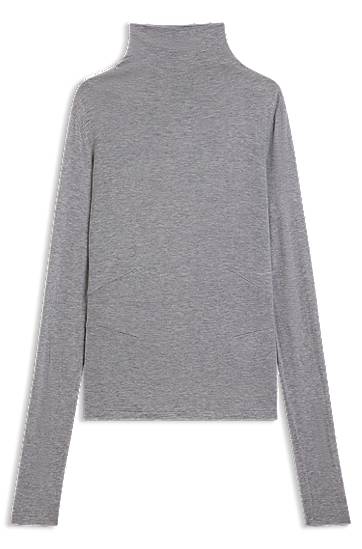 Фланелка BOSS Long-sleeve high-neck top in soft jersey Сиво | 50550639
