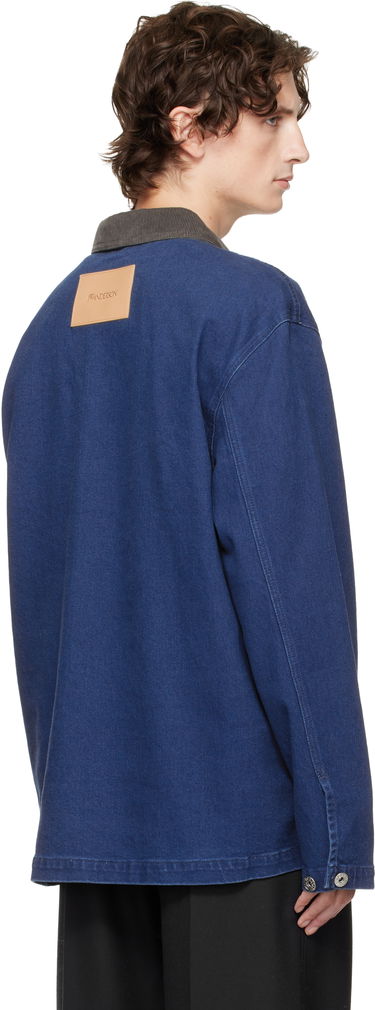Поло тениска JW Anderson Denim Polo with Patch Pockets and Corduroy Collar Синьо | DS0014-PG1835, 2