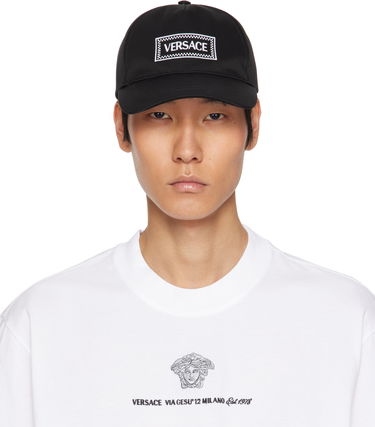 Шапка с козирка Versace Versace Embroidered Drill Cap Черно | 1010746_1A11316, 0