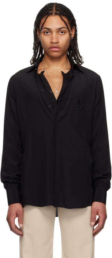 Риза Dolce & Gabbana Dolce&Gabbana Silk Logo Embroidered Shirt Черно | G5MO1ZFU1UQ, 0