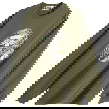 Тениска BAPE A Bathing Ape Tree Edge Camo Ape Head Longsleeve T-Shirt Зелено | 001LTL801305M-ODR, 1