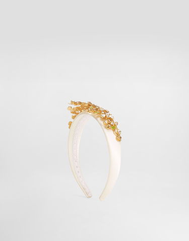 Бижута Dolce & Gabbana Headband with Rhinestones, Enamel Flowers and Leaves Бяло | WHR6J1W1111W0001, 1