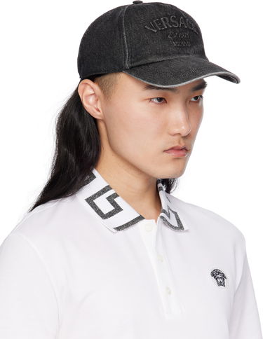 Шапка с козирка Versace Versace Embossed Denim Baseball Cap Черно | 1010746_1A13769, 1