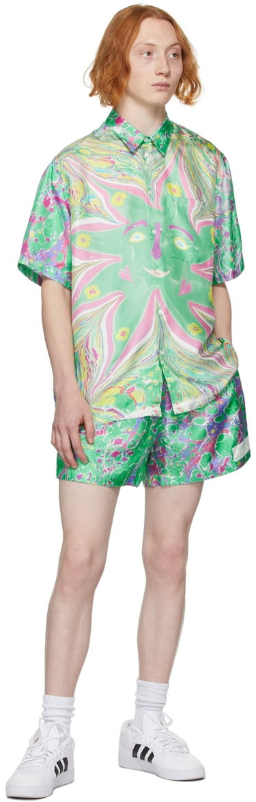 Риза Stella McCartney Stella McCartney Ricky Myfawnwy Edition Print Short Sleeve Shirt Зелено | 604051SSA65, 3
