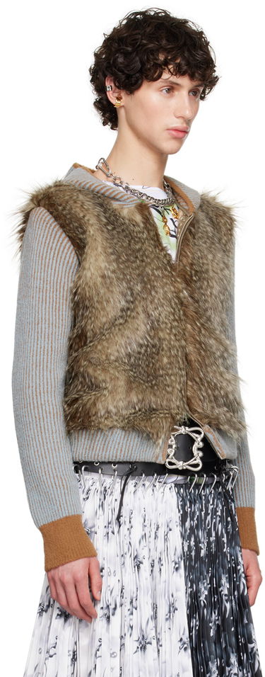 Суитчър Chopova Lowena Knotter Faux-Fur Zip Hoodie Кафяво | 5192, 1