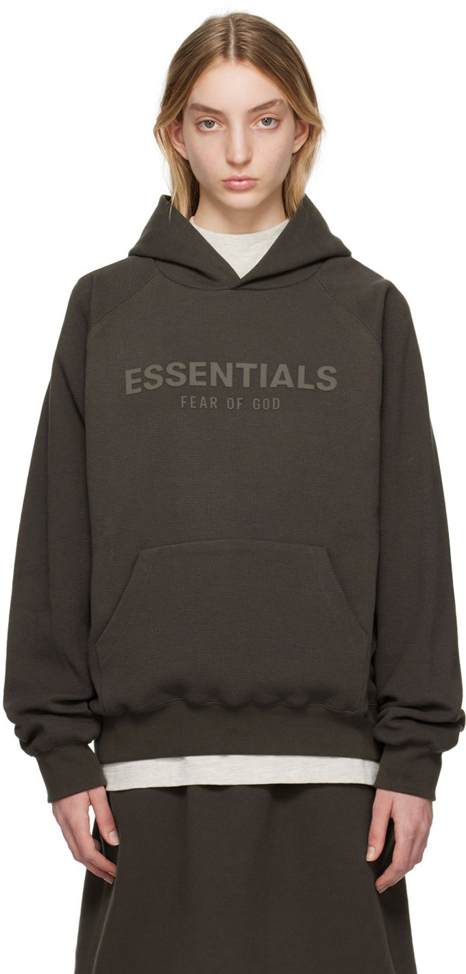 Суитчър Fear of God Fear of God ESSENTIALS Raglan Waffle Knit Hoodie Кафяво | 192BT224020F, 0
