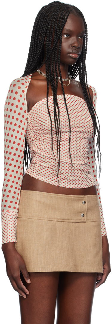 Пола Miaou Miaou Iris Polka Dot Long Sleeve T-Shirt Бежово | 7112PM2WPD, 1