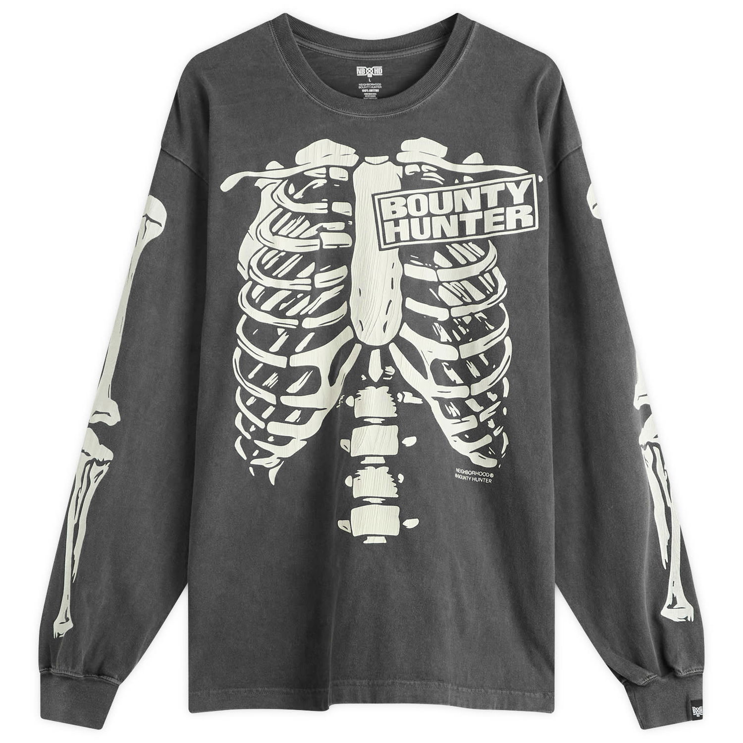 Тениска Neighborhood Neighborhood x Bounty Hunter Skeleton Graphic Long Sleeve T-Shirt, Size Large Сиво | 251PCBHN-LT01-BLK, 0
