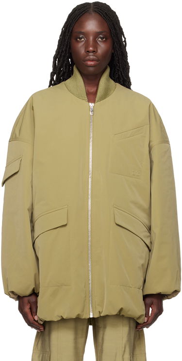 Яке бомбър GANNI Oversized Bomber Jacket "Khaki" Зелено | F8648, 0