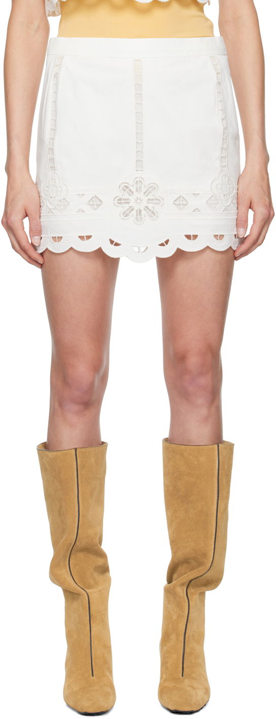 Пола ISABEL MARANT Lace Mini Skirt Бяло | JU0242FA-B3J06I