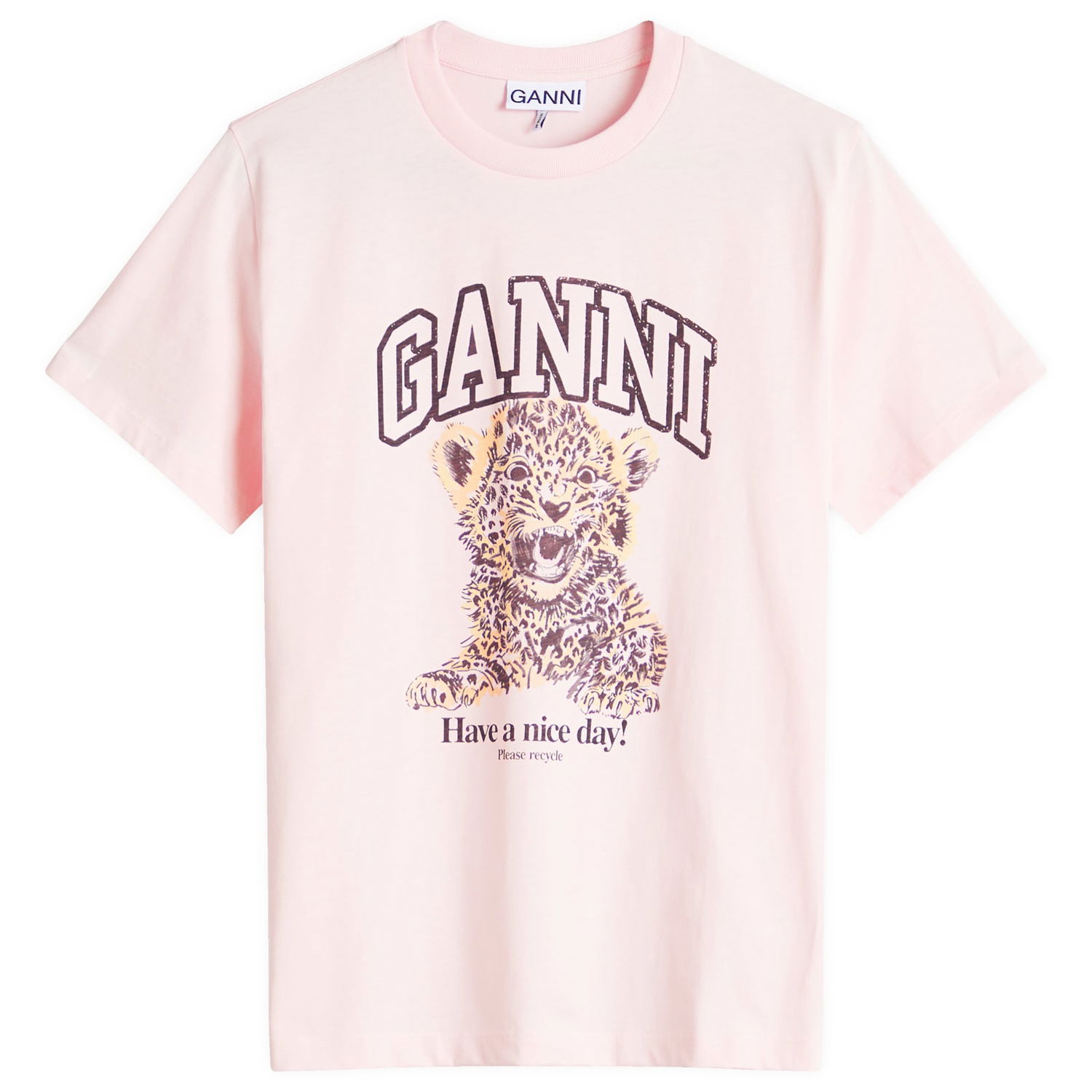 Тениска GANNI GANNI Relaxed Fit Leopard Print T-Shirt Розово | T4161-868, 0