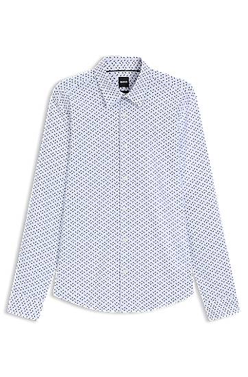 Риза BOSS Slim Fit Performance-Stretch Printed Shirt Бяло | 50545270