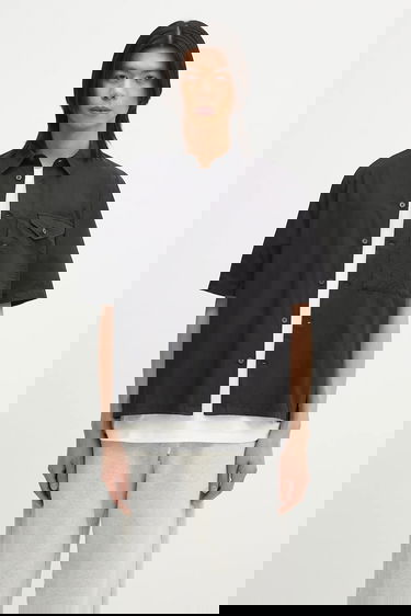 Риза C.P. Company Cotton Relaxed Fit Short-Sleeve Classic Collar Shirt Черно | 18CMSH249A005328G, 0