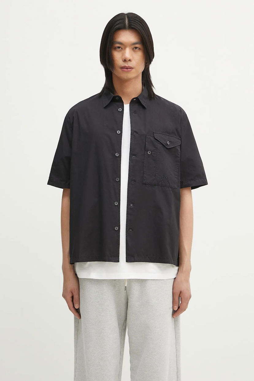Риза C.P. Company Cotton Relaxed Fit Short-Sleeve Classic Collar Shirt Черно | 18CMSH249A005328G