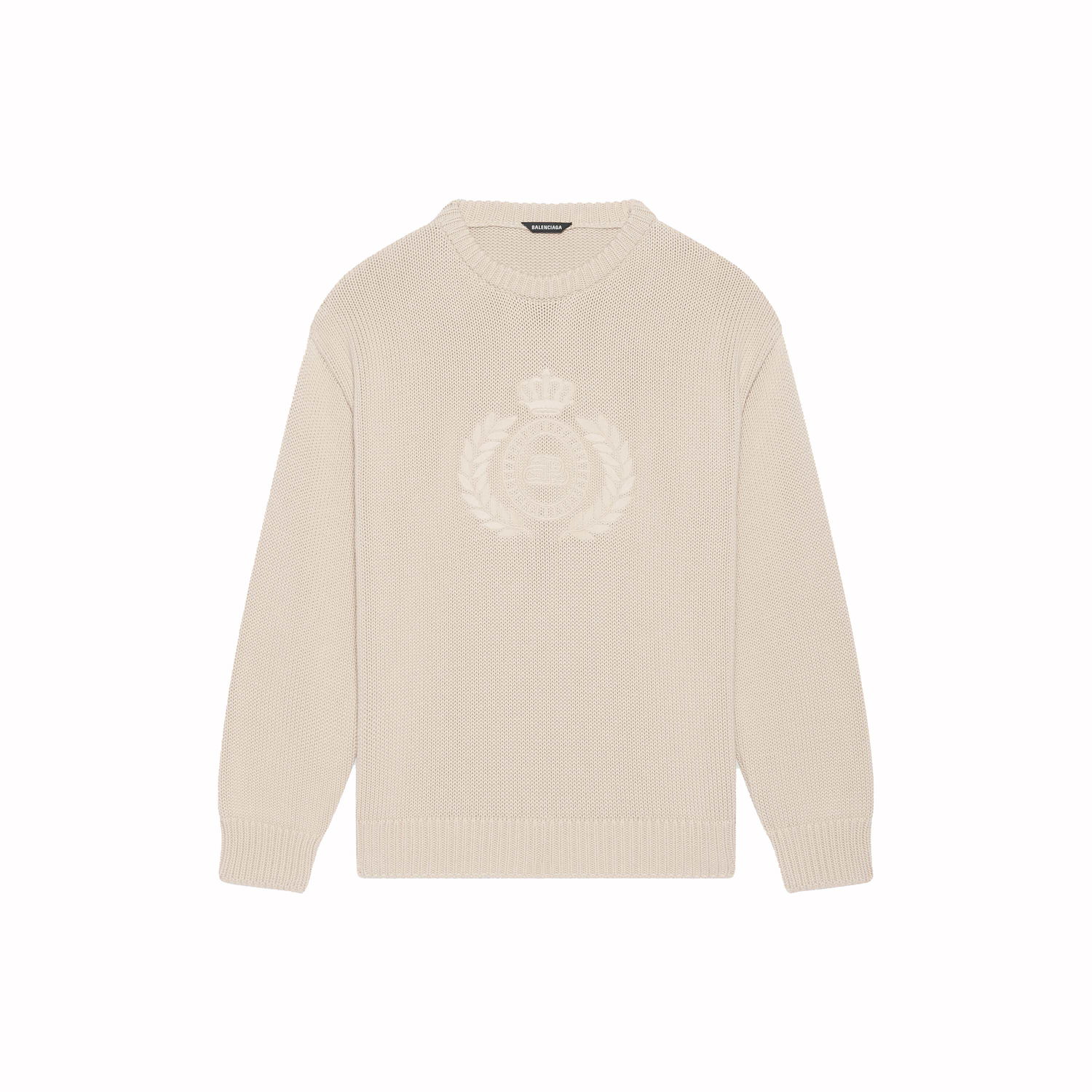 Пуловер Balenciaga BB Laurel Crown Logo Crewneck Бежово | 664369T32119028, 0