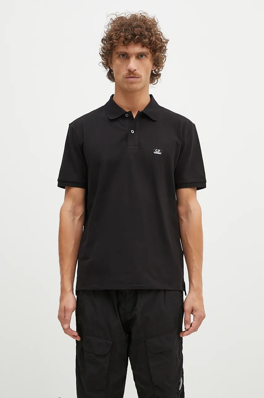 Поло тениска C.P. Company Stretch Piquet Logo Polo Shirt Черно | 17CMPL065A005263W, 0