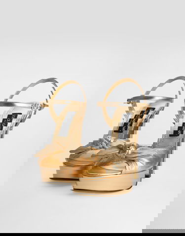 Кецове и обувки Dolce & Gabbana Dolce & Gabbana Nappa Leather Platform Sandals Металик | CR1751A10168H945, 3