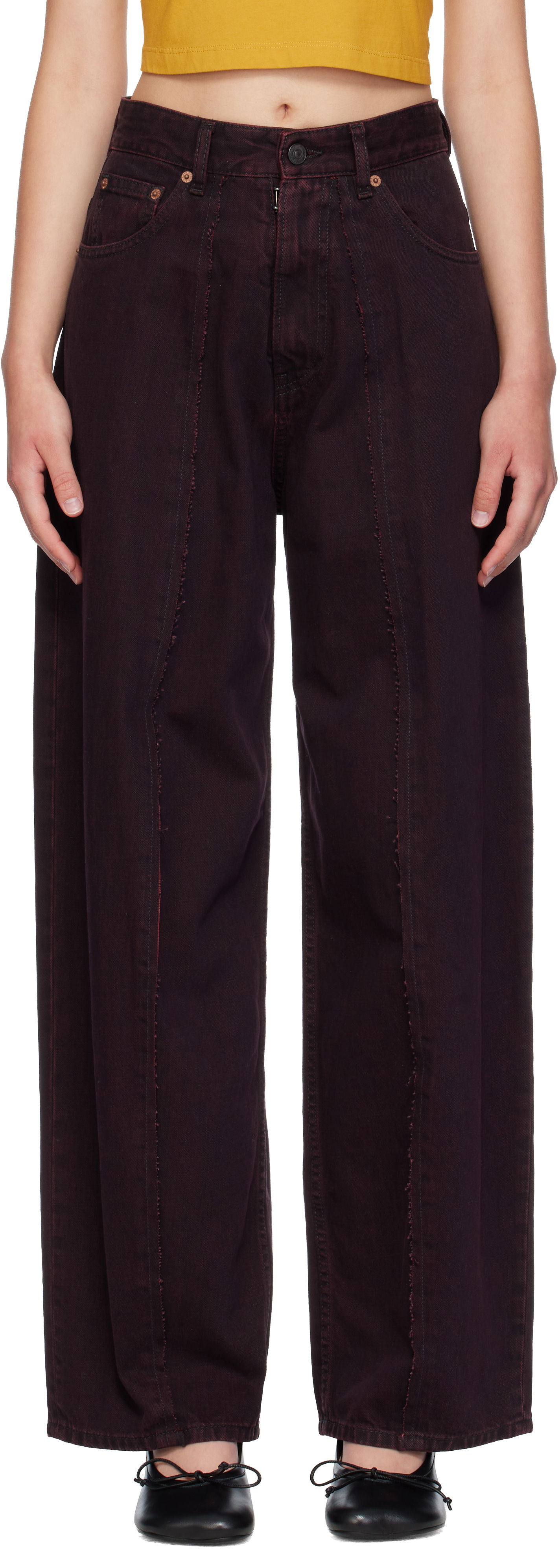 Дънки Maison Margiela MM6 Maison Margiela Wide-Leg Jeans Бургунди | S52LA0264 M30032, 0