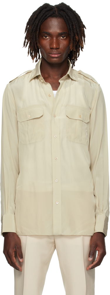 Риза Tom Ford TOM FORD Silk Safari Shirt Бежово | HMBC03-SPS86, 0