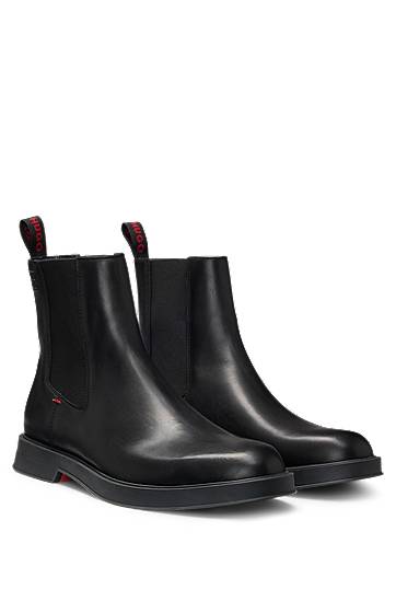 Облекло BOSS Leather Chelsea Boots with Stacked Logo Черно | 50548489