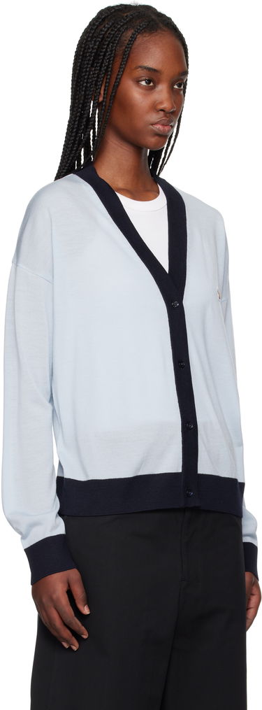 Пуловер MAISON KITSUNÉ Maison Kitsuné Bi-Color Comfort Cardigan with Fox Patch Синьо | OW00516KT1136, 1