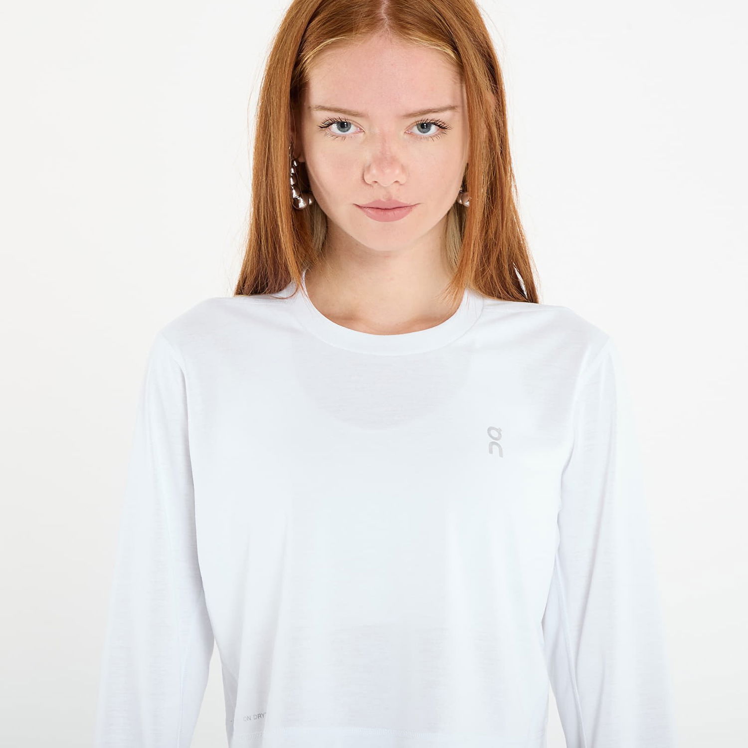 Тениска On Running Women's Cropped Long Sleeve Running T-Shirt Бяло | 1WF30650069, 1