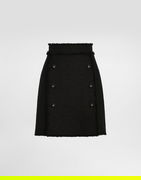 Dolce & Gabbana Short Raschel Tweed Skirt with DG Logo Buttons