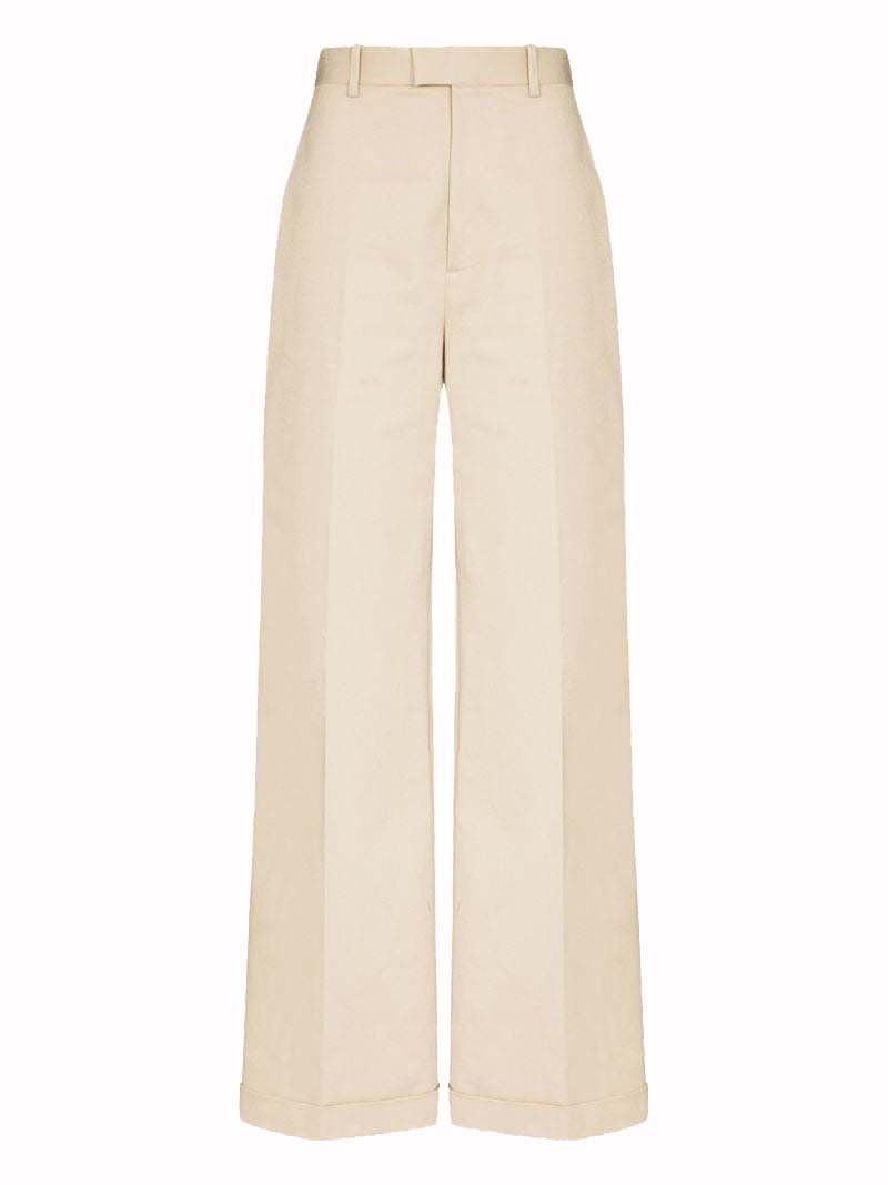 Панталони Bottega Veneta Wide Leg Trousers With Turn-Up Cuffs Бежово | 644546VF4T09733, 0