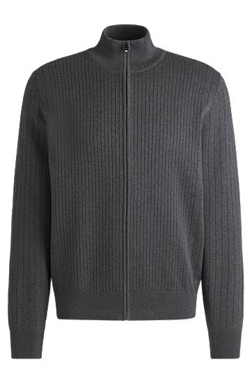 Пуловер BOSS Pinstripe Knit Zip Cardigan Сиво | 50534403, 0