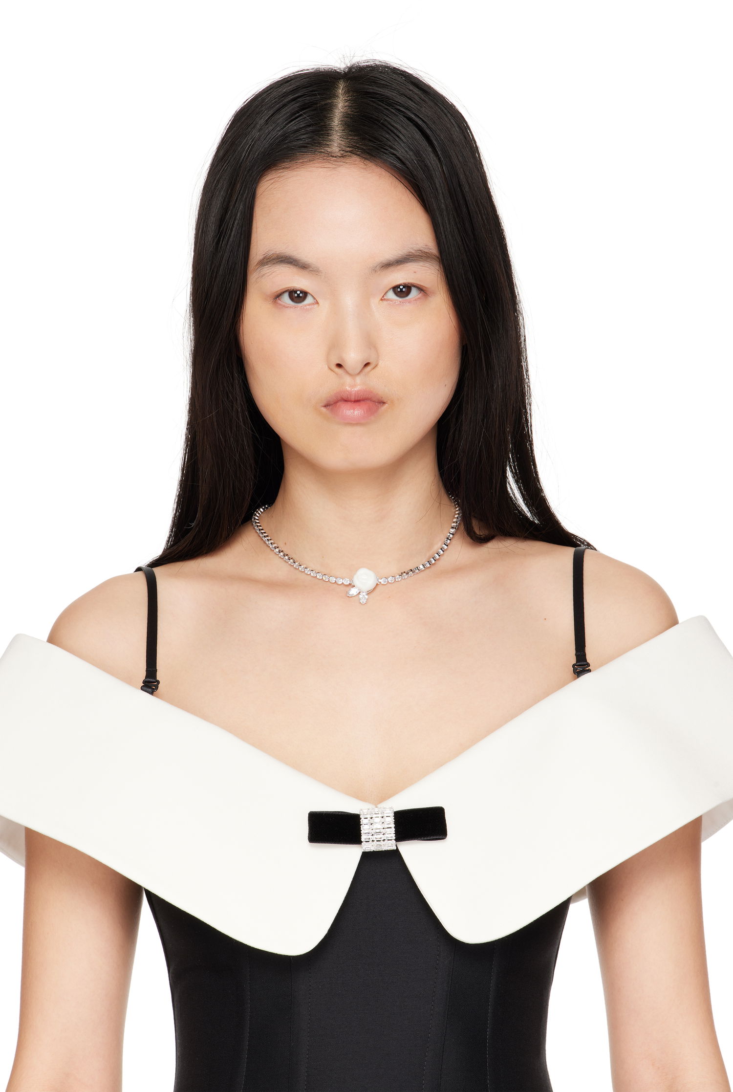 Колие SHUSHU/TONG SHUSHU/TONG YVMIN Edition Ceramic Rose Choker Necklace Бяло | 25649WHT00NN, 1